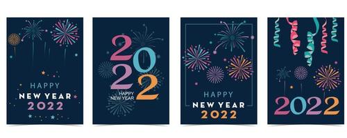 New year card collection with firework,frame,star.Vector illustration for poster,postcard,banner,cover vector