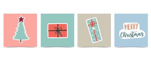 colección de fondo de invierno con árbol, regalo ilustración vectorial editable para invitación de Navidad, postal y banner de sitio web vector