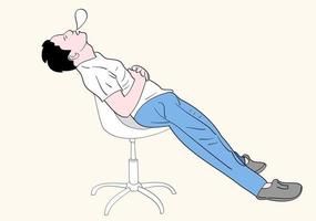 the man who fell asleep in the chair because he was tired after hard work vector