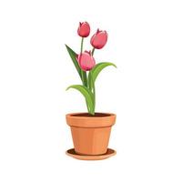 flores de primavera floral elementos interiores decorativos tulipanes aislados maceta planta de interior estante ilustración