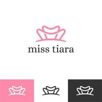 Vintage Elegant Gold Tiara Logo symbol. Luxury geometric royal logotype sign mark. Abstract beauty care facial fashion makeup skin care cosmetic icon vector design