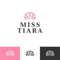 Vintage Elegant Gold Tiara Logo symbol. Luxury geometric royal logotype sign mark. Abstract beauty care facial fashion makeup skin care cosmetic icon vector design