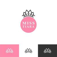 Vintage Elegant Gold Tiara Logo symbol. Luxury geometric royal logotype sign mark. Abstract beauty care facial fashion makeup skin care cosmetic icon vector design