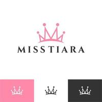 Vintage Elegant Gold Tiara Logo symbol. Luxury geometric royal logotype sign mark. Abstract beauty care facial fashion makeup skin care cosmetic icon vector design