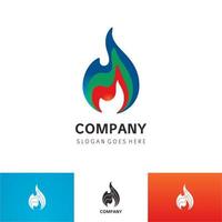Modern Styled Fire flame water Logo Template vector icon Oil gas and energy logo concept