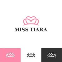 Símbolo del logotipo de la tiara de oro elegante vintage. marca de signo de logotipo real geométrico de lujo. abstracto cuidado de la belleza facial moda maquillaje cuidado de la piel cosmético icono diseño vectorial vector