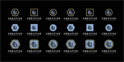 Set of Creative initial letter E and G logo design template vector