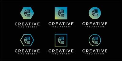 Colorful initial C logo design inspirations vector