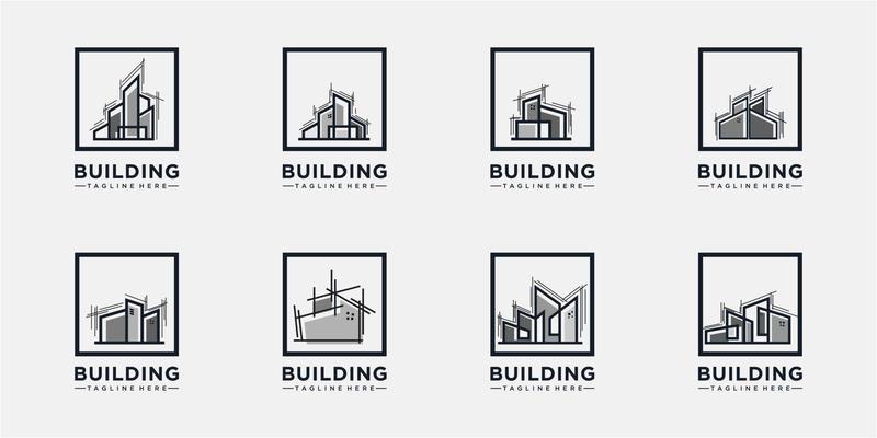 Building in a frame Logo design concept collections