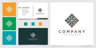 colorful community logo design inspiration with business card vector