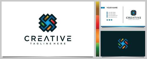 Colorful Gradient community logo design inspiration with business card premium vector