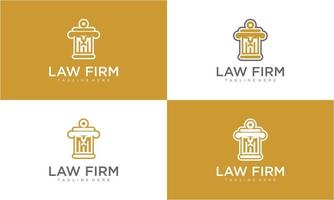 conjunto de inspiraciones de diseño de logotipo de bufete de abogados de león mascota vector