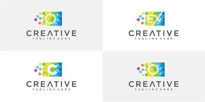 Set Of colorful Letter Logo design template vector