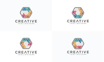 colorido diseño de logotipo abstracto en el hexágono vector