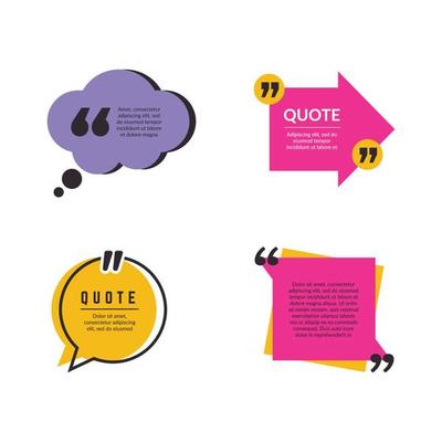 Quote frames texting citation bubble box paper information text elements letters template