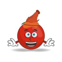 The Tomato mascot character wearing a hat. vector illustration