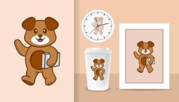 Cute dog cartoon character. Prints on T-shirts, sweatshirts, cases for mobile phones, souvenirs. Isolated vector illustration.