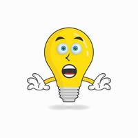 Bulb mascot character with shocked expression. vector illustration