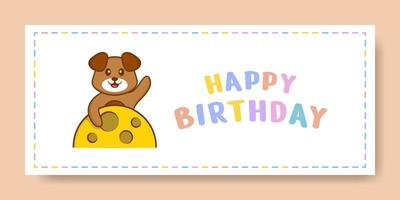 Happy Birthday greeting card with Cute dog cartoon character. Vector  Illustration 4244010 Vector Art at Vecteezy