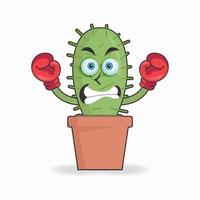 Cactus mascot character with boxing gear. vector illustration