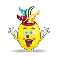 The Lemon mascot character becomes a clown. vector illustration