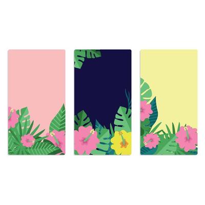 Tropical banners exotic leaves fruits social media stories template