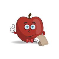 el personaje de la mascota de la manzana se convierte en camarero. ilustración vectorial vector