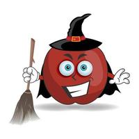 The Apple mascot character becomes a magician. vector illustration