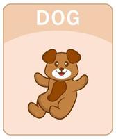 Alphabet flashcard with Cute dog cartoon character. vector