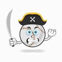 The Baseball mascot character becomes a pirate. vector illustration