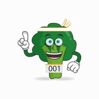 The Broccoli mascot character becomes a running athlete. vector illustration