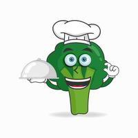 el personaje de la mascota del brócoli se convierte en chef. ilustración vectorial vector