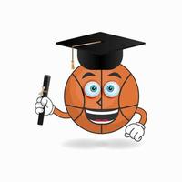 The Basketball mascot character becomes a scholar. vector illustration