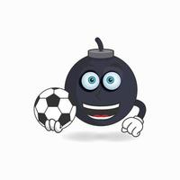 el personaje de la mascota boom se convierte en jugador de fútbol. ilustración vectorial vector