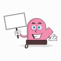 gloves mascot character holding a white blackboard. vector illustration