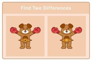 Cute dog cartoon character. Find differences. Educational game for children. Cartoon vector illustration