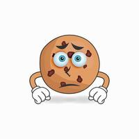 Cookies mascot character with sad expression. vector illustration