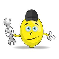 The Lemon mascot character becomes a mechanic. vector illustration