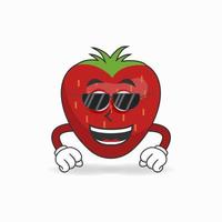 Strawberry mascot character with sunglasses. vector illustration