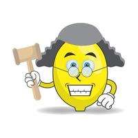 The Lemon mascot character becomes a judge. vector illustration