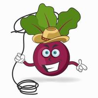 The Onion Purple mascot character becomes a cowboy. vector illustration