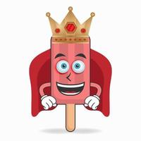 el personaje de la mascota del helado rojo se convierte en rey. ilustración vectorial vector