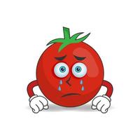 Tomato mascot character with sad expression. vector illustration