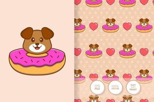 Cute dog cartoon character. seamless pattern background. vector