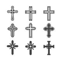 Religion cross symbols christians catholicism icons tribal collection peace jesus pictures vector