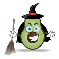The Avocado mascot character becomes a magician. vector illustration