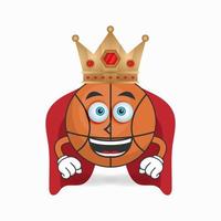 el personaje de la mascota del baloncesto se convierte en rey. ilustración vectorial vector