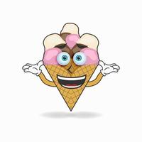 Ice Cream mascot character with a confused expression. vector illustration