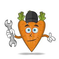 The Carrot mascot character becomes a mechanic. vector illustration