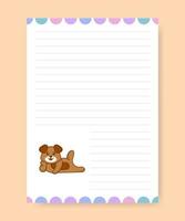 Planner page and to do list with cute dog. Cartoon vector illustration.